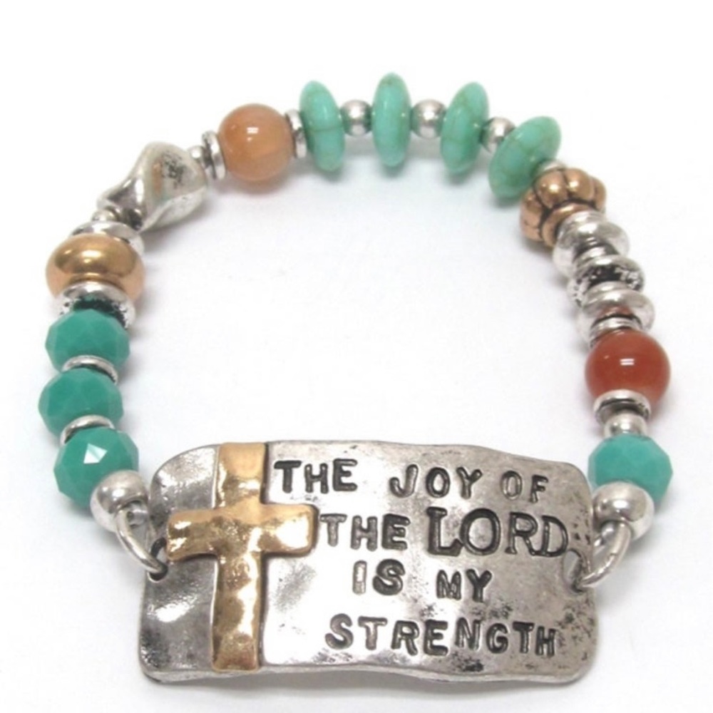Bible message multi beads and stones stretch bracelet